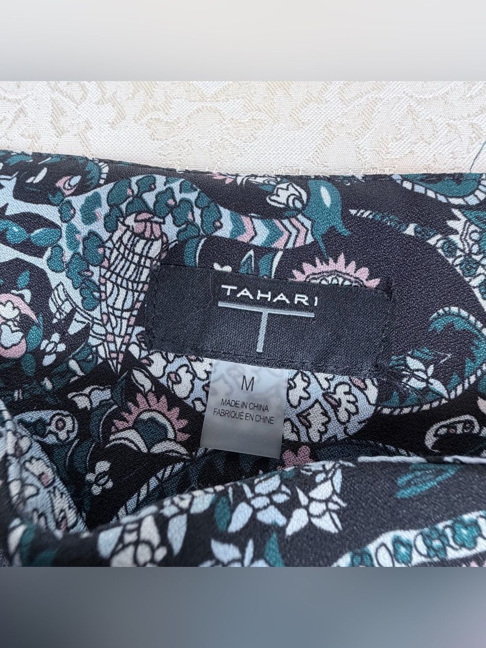 Tahari Black Paisley Print Blouse, Medium, Lightweight, Fashion - Picture 2 of 7
